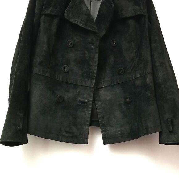 New Look Jacket Womens Size12 Vintage Edition Black Real Suede Front Button Up - Picture 11 of 12